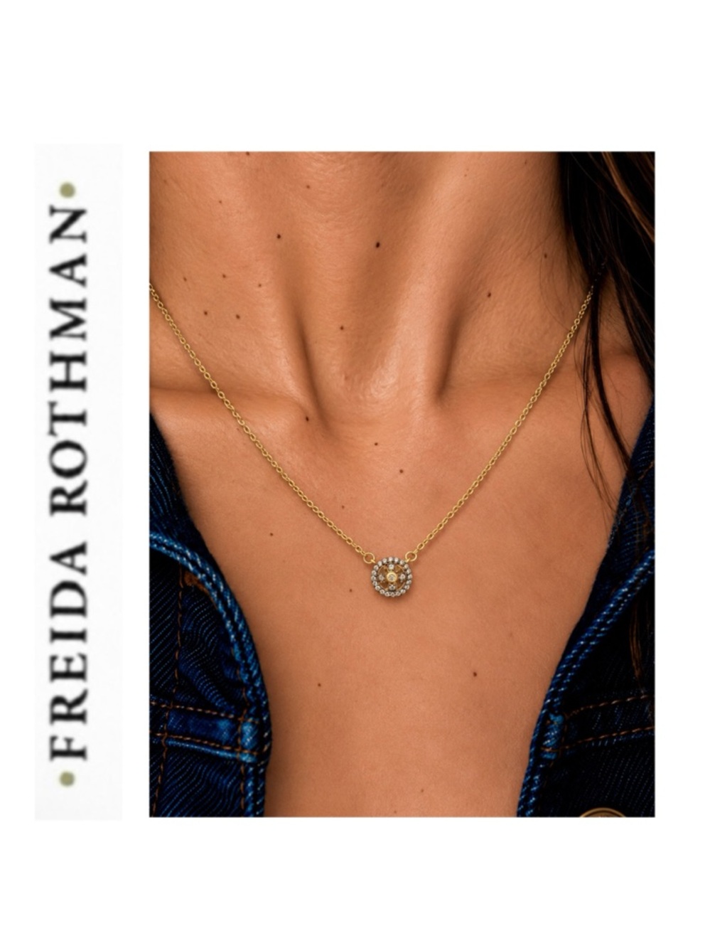 Freida Rothman Clover Cage CZ Pendant Necklace